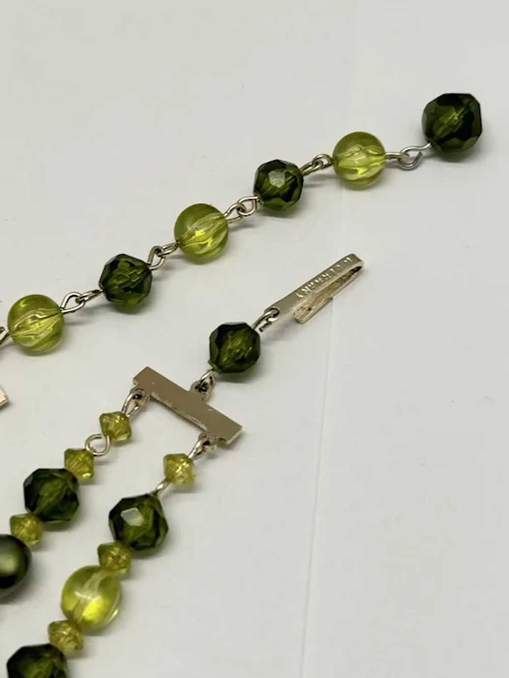 West Germany Vintage Green Beaded Necklace - image 6