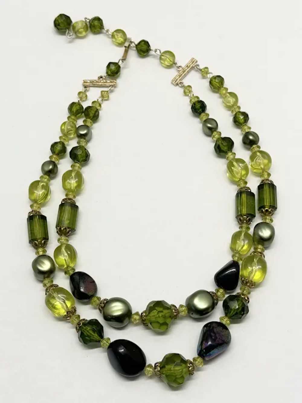 West Germany Vintage Green Beaded Necklace - image 7