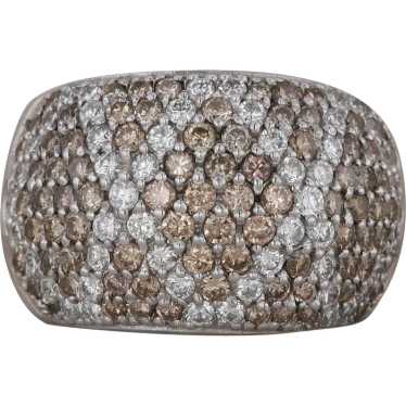 18k White Gold White and Brown Diamond Domed Ring - image 1