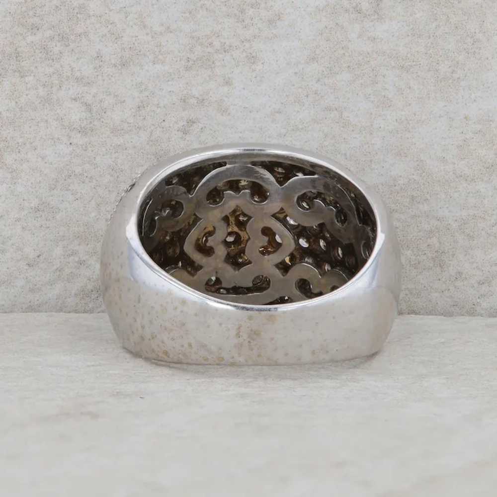 18k White Gold White and Brown Diamond Domed Ring - image 3