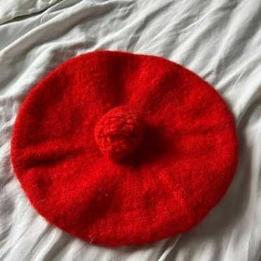 vintage L.L. Bean 100% wool red beret - image 1