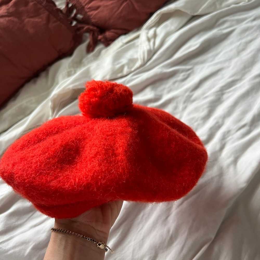 vintage L.L. Bean 100% wool red beret - image 2