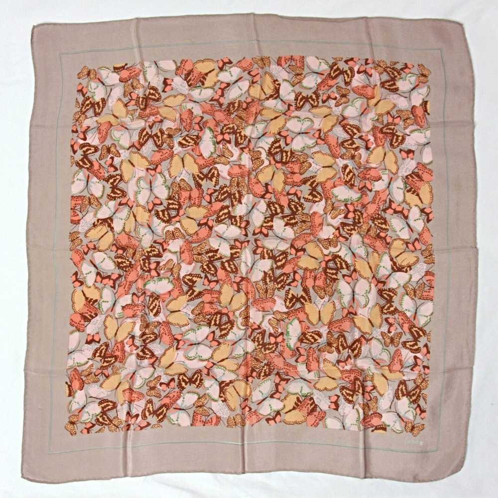 Vintage Echo Butterflies Silk Scarf Square Peach … - image 1