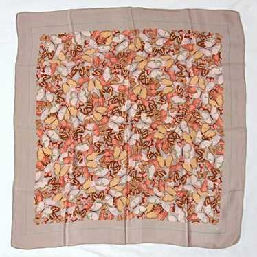 Vintage Echo Butterflies Silk Scarf Square Peach … - image 1