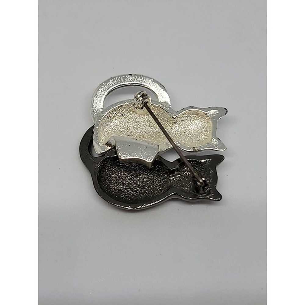 Black Enamel Gold Tone Two Sitting Cats Kittens L… - image 4