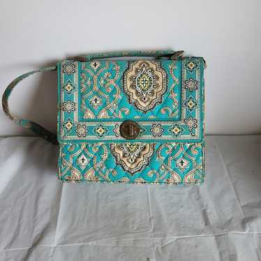 Vera Bradley~Julia Logo Turn Lock~Turquoise/Brown… - image 1