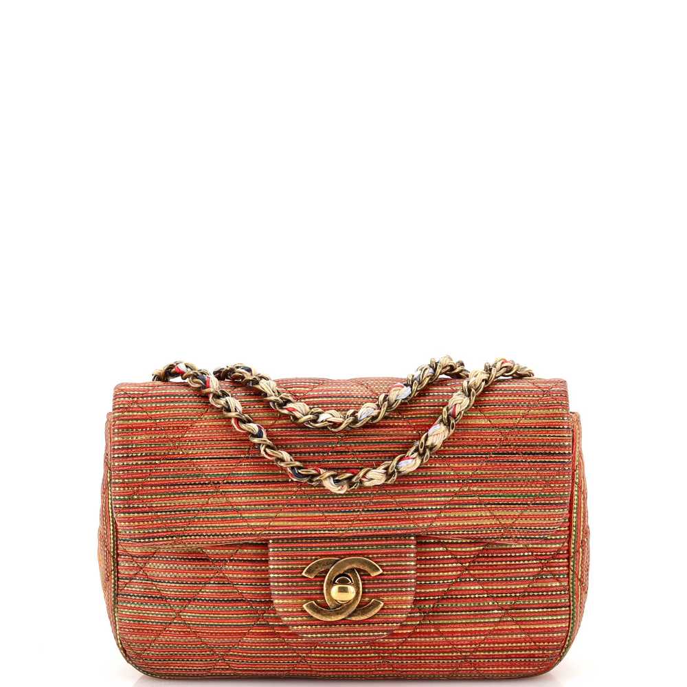 CHANEL Multicolor Stripe Flap Bag Raffia Effect B… - image 1