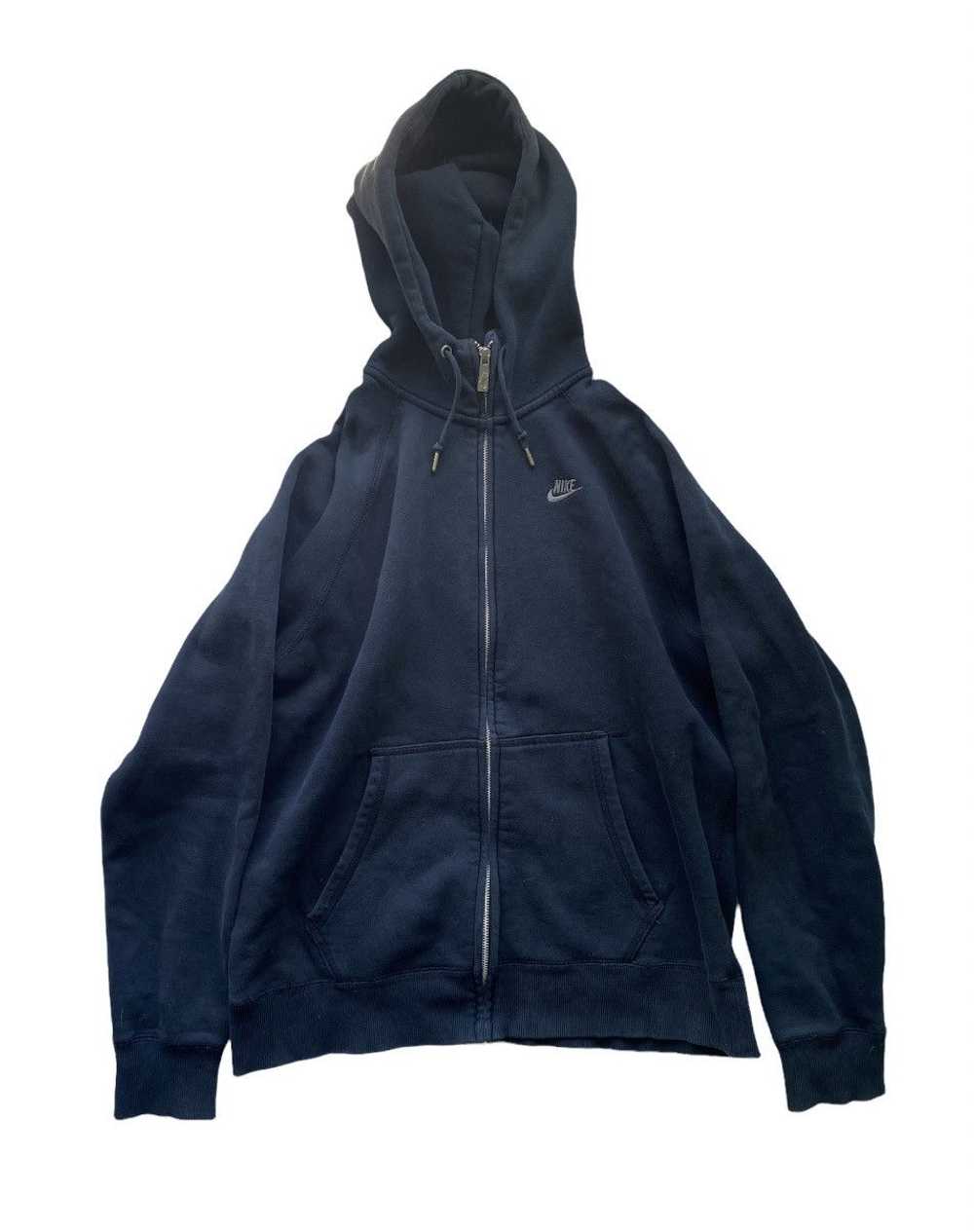 Nike × Vintage Black Nike Zip Up Silver Tag Hoodie