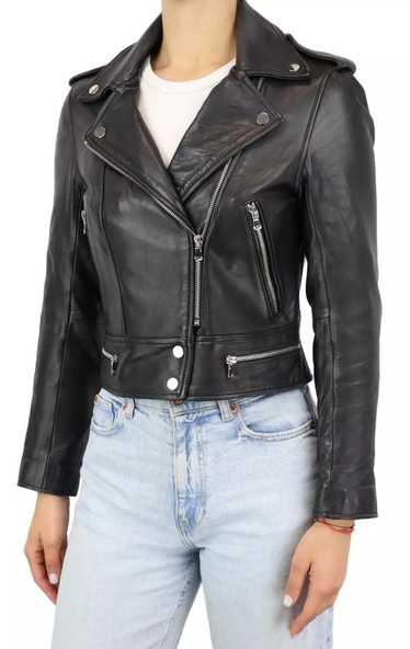 Sandro SANDRO Jacket Women XS Lamb Leather Biker … - image 1