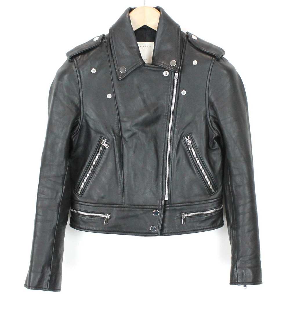 Sandro SANDRO Jacket Women XS Lamb Leather Biker … - image 2