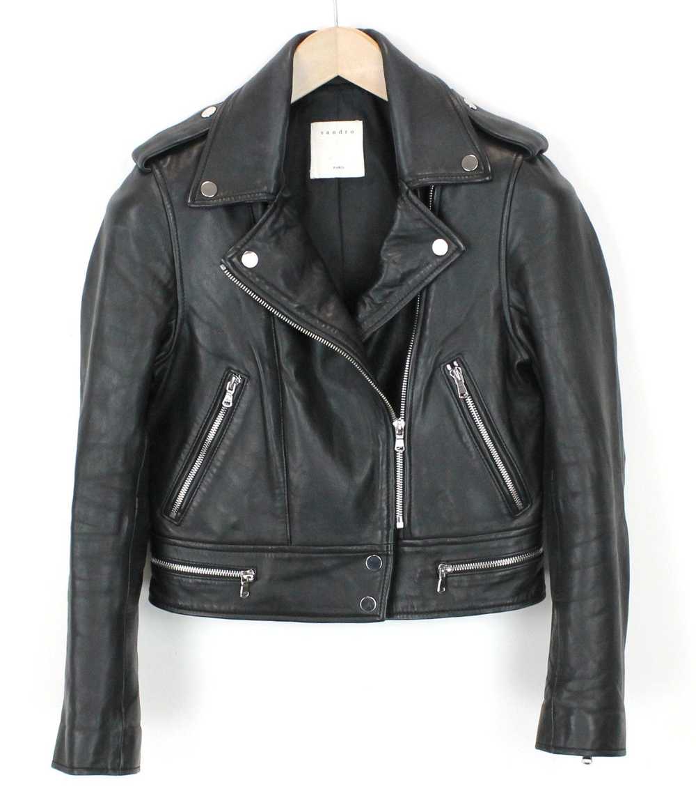 Sandro SANDRO Jacket Women XS Lamb Leather Biker … - image 4