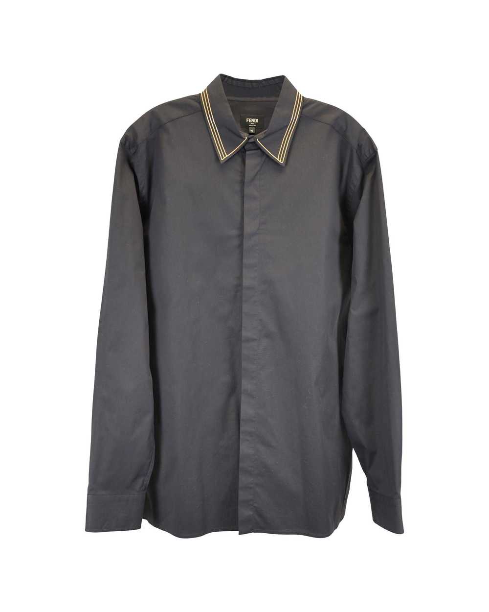 Fendi Black Cotton Italian-Style Collar Shirt wit… - image 1