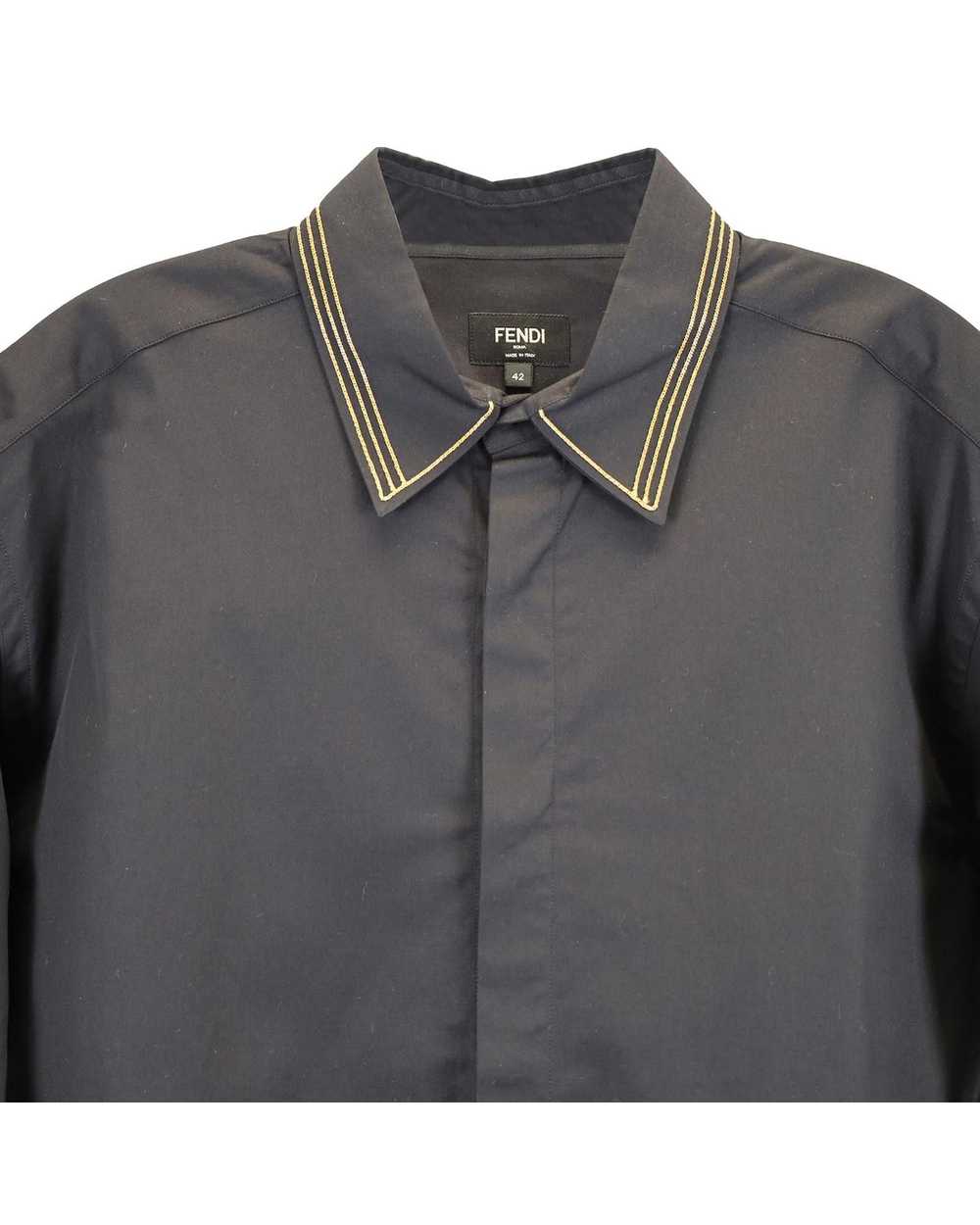 Fendi Black Cotton Italian-Style Collar Shirt wit… - image 3