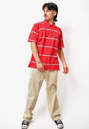 REEBOK vintage striped polo shirt red colour Y2K … - image 1