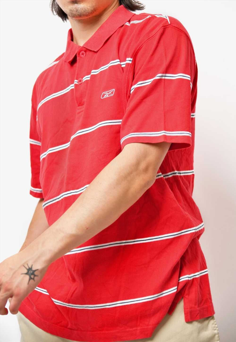 REEBOK vintage striped polo shirt red colour Y2K … - image 2