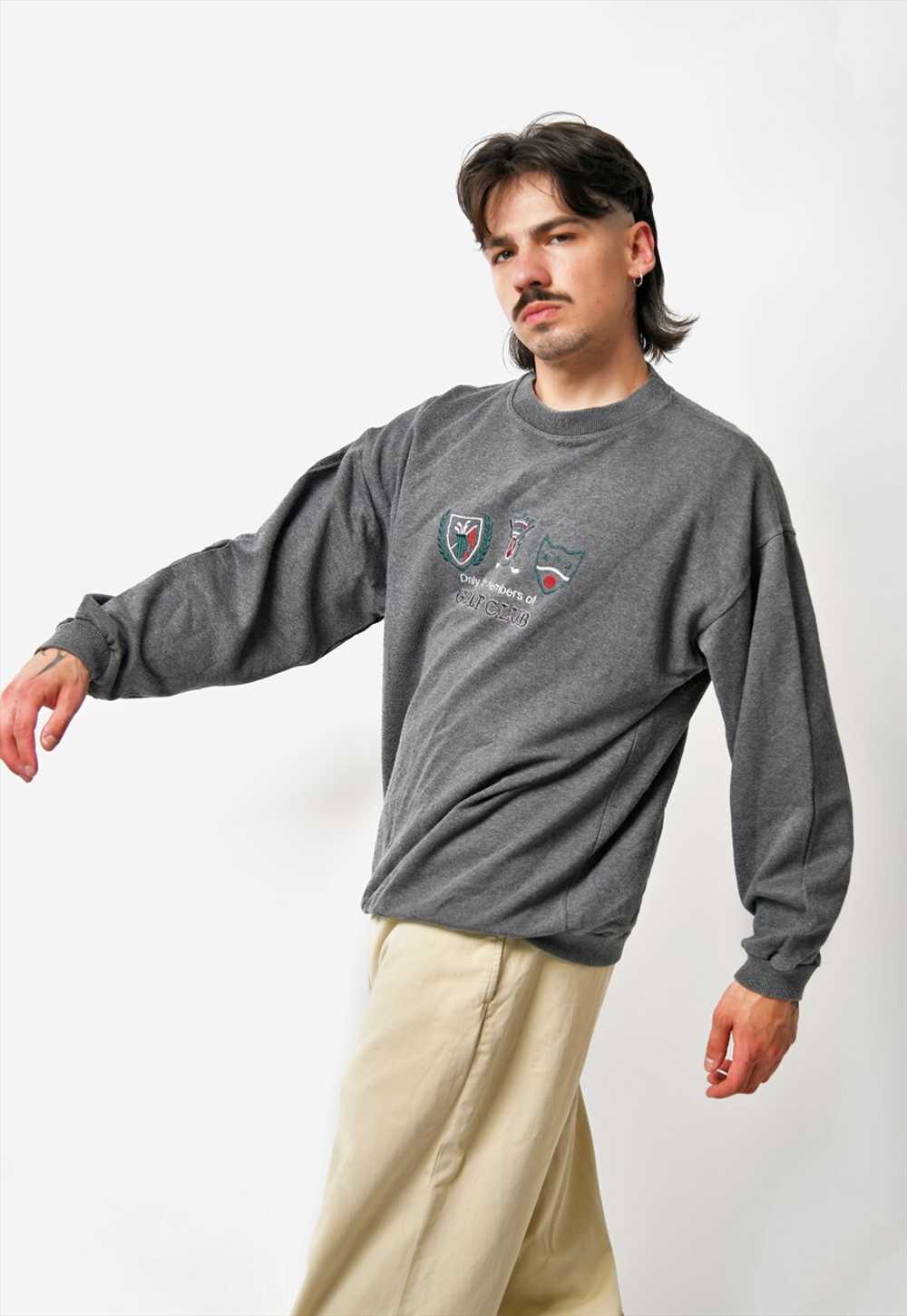 90s style grey sweatshirt with Only for members o… - image 3