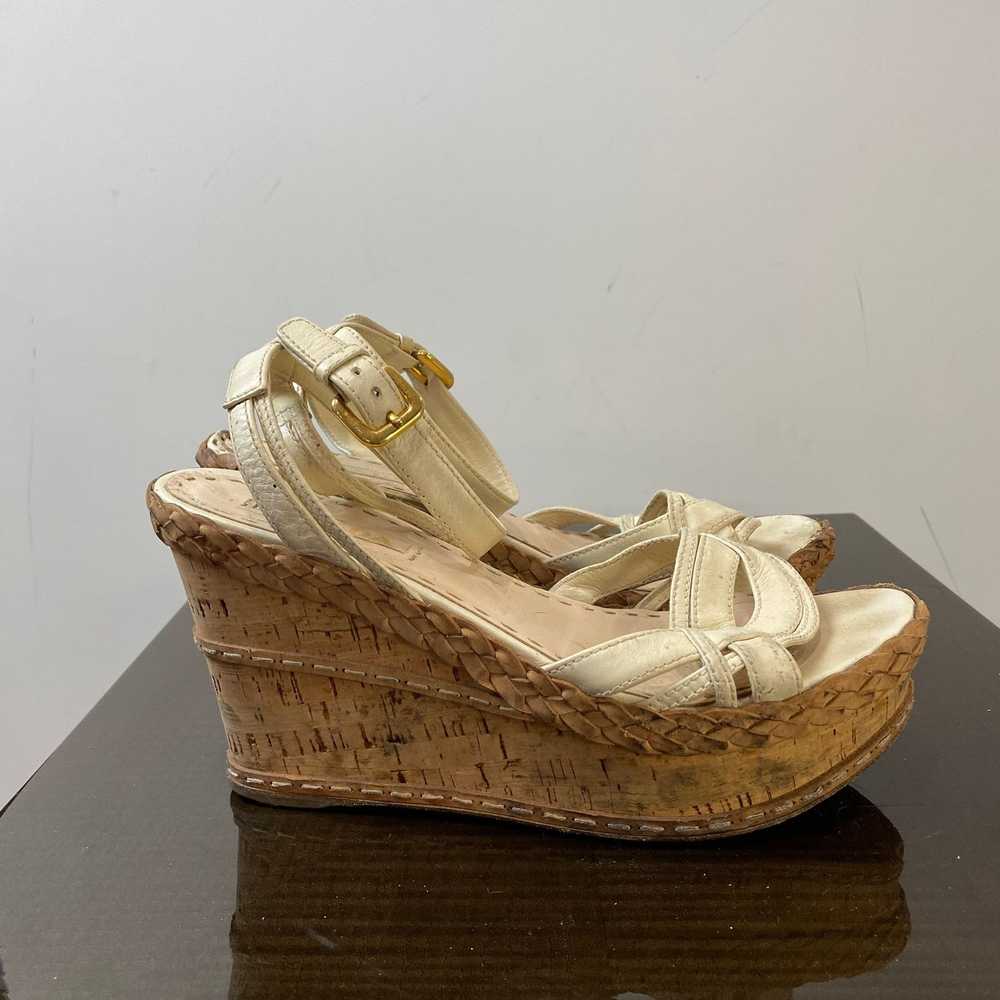 Prada Prada Cork Wedge Leather Ankle Strap Sandal… - image 4