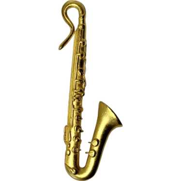 KJL Kenneth Jay Lane Saxophone Brooch Pin Gold To… - image 1