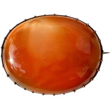 Georgian 10K Gold Carnelian Brooch - image 1