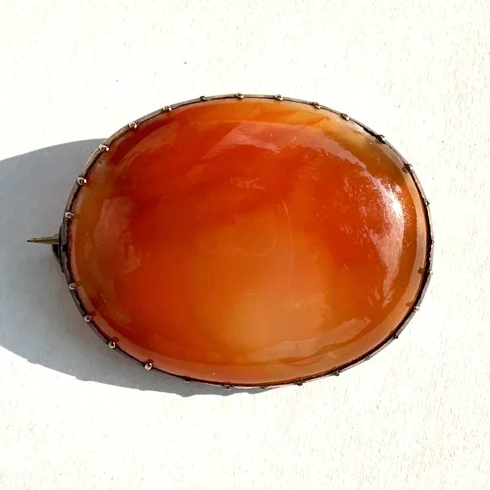 Georgian 10K Gold Carnelian Brooch - image 2