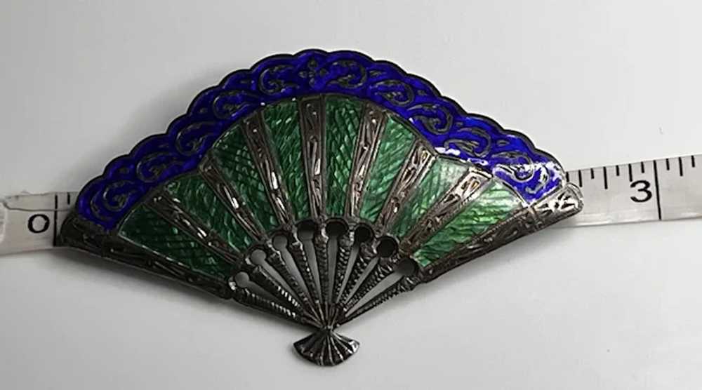 Vintage Siam Sterling Silver Blue / Green Enamel … - image 4