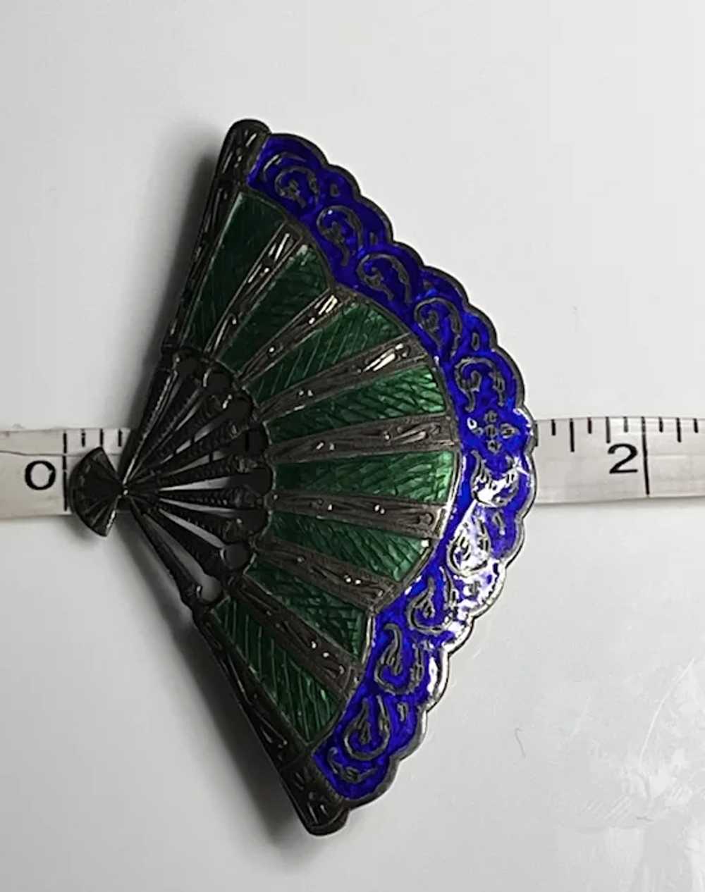 Vintage Siam Sterling Silver Blue / Green Enamel … - image 5