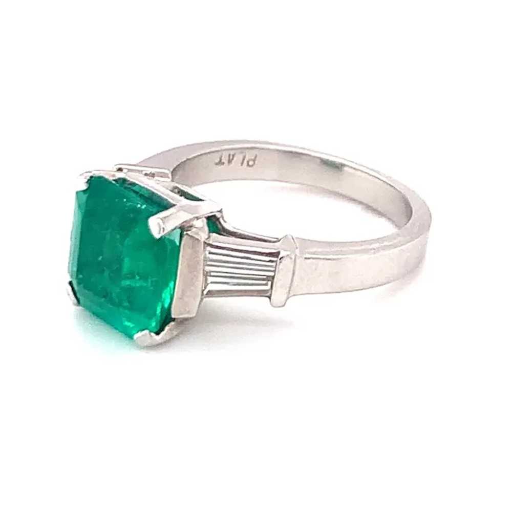 Platinum 3.20 Carat Colombian Emerald and Diamond… - image 2