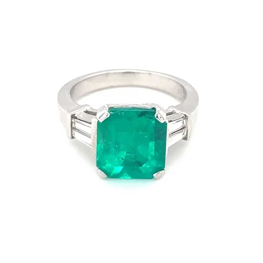 Platinum 3.20 Carat Colombian Emerald and Diamond… - image 6