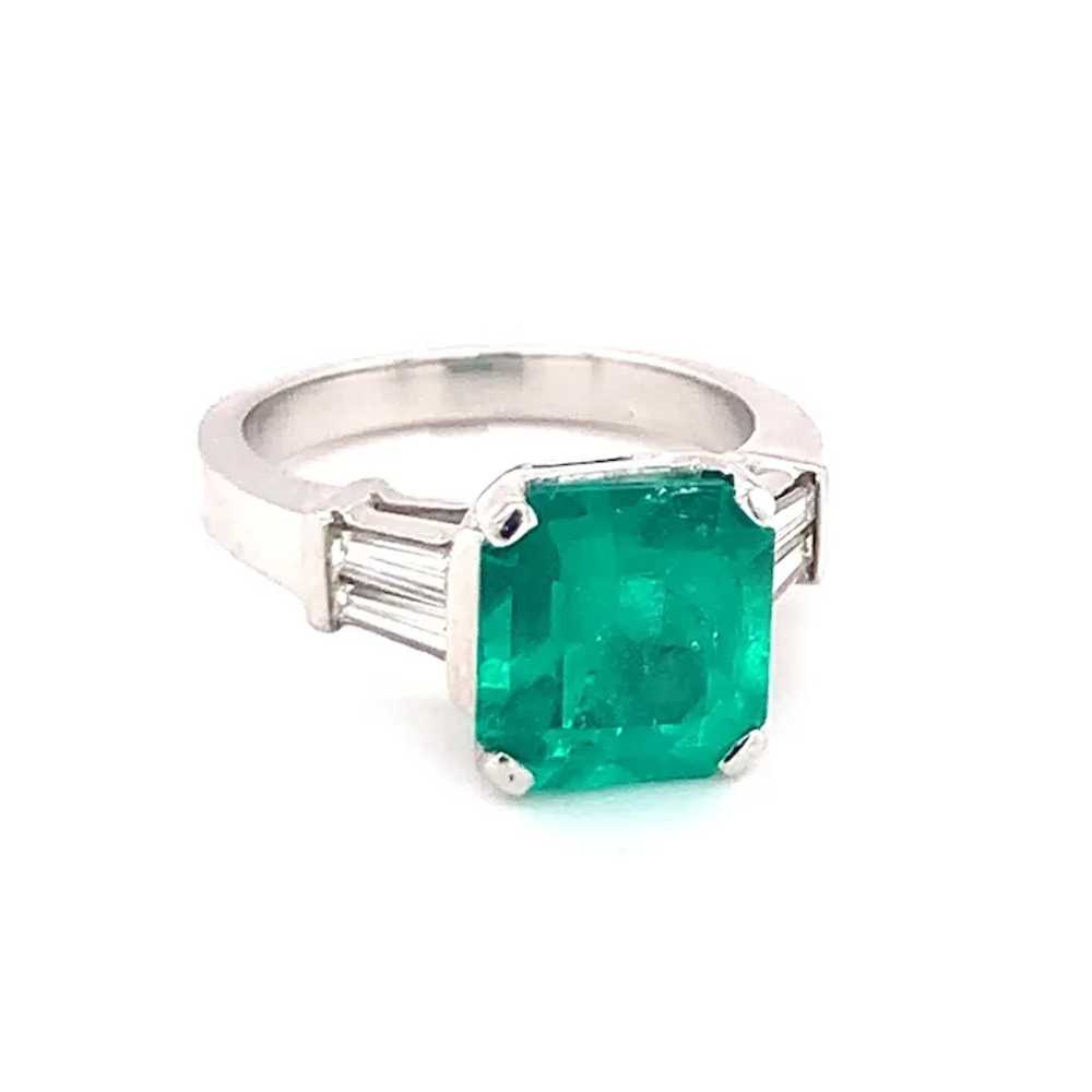 Platinum 3.20 Carat Colombian Emerald and Diamond… - image 7