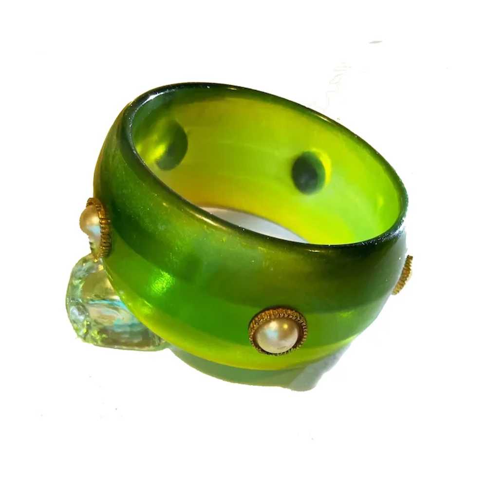 Bakelite, Green Translucent Prystal and Faux Pear… - image 3