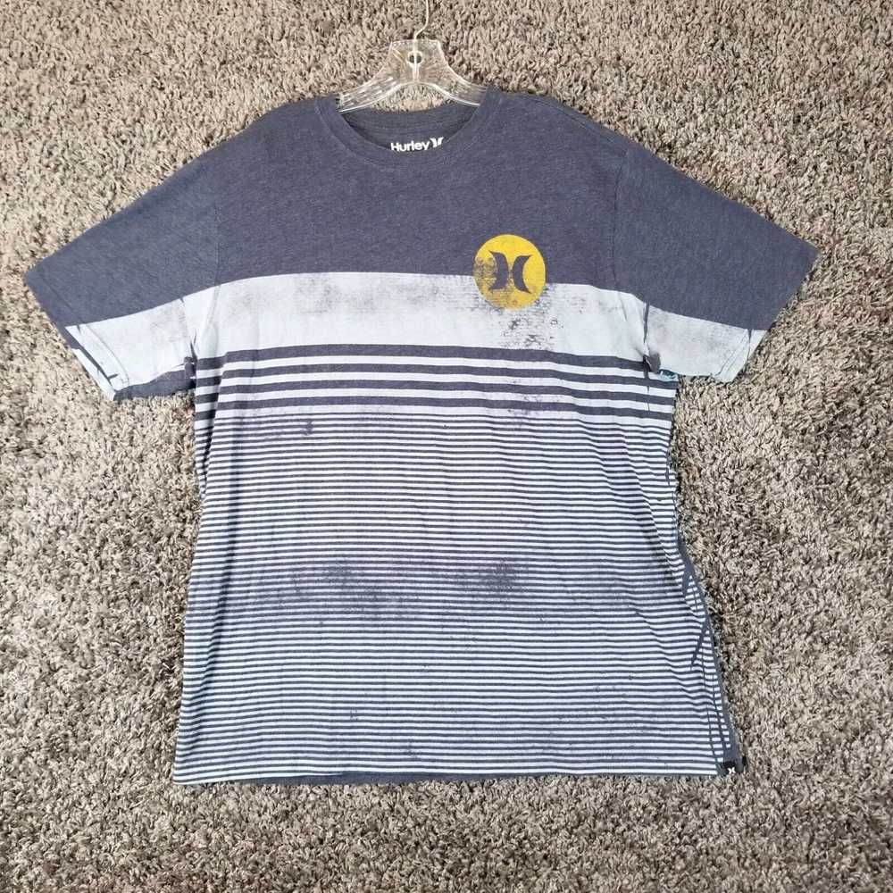 Hurley Hurley Mens Blue Striped Short Sleeve T-Sh… - image 1