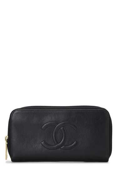 Black Calfskin Leather Zip Around Wallet - image 1