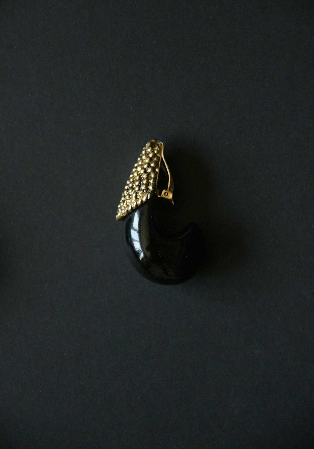 black oversized sculptural horn earrings - image 2