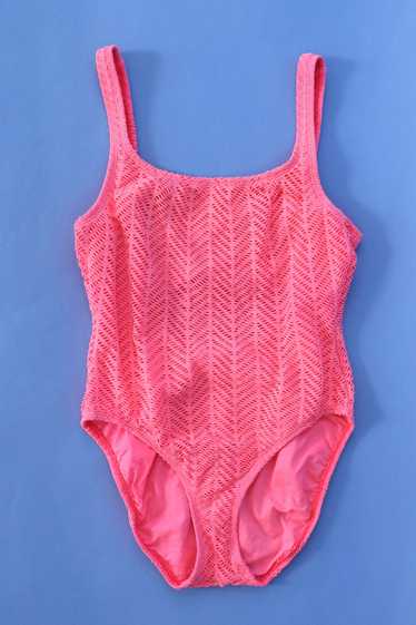 1990s Catalina Popping Pink Mesh One Piece L