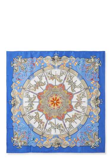 Blue & Multicolor 'Luna Park' Silk Scarf 90 - image 1