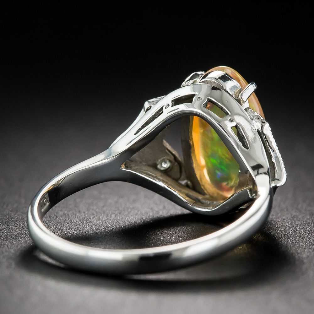 Art Deco-Style Mexican Fire Opal and Diamond Ring - image 4