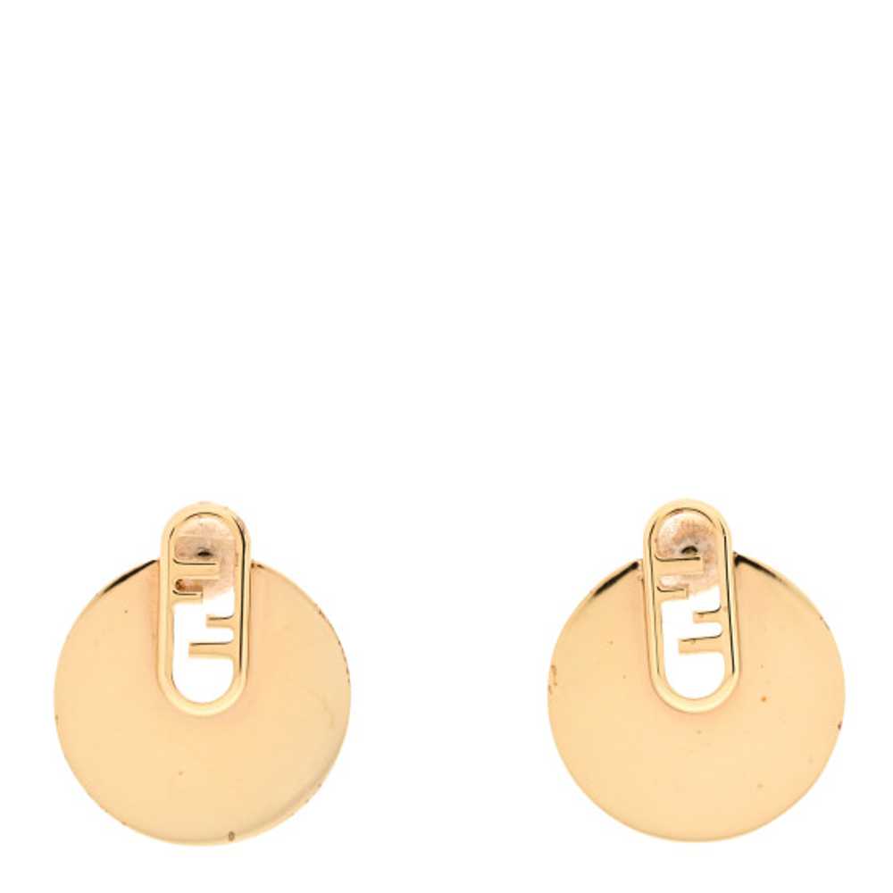 FENDI Metal FF O'Lock Round Earrings Gold - image 1