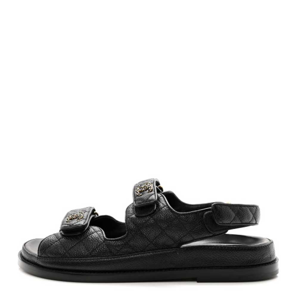 CHANEL Grained Calfskin Velcro Dad Sandals 39.5 B… - image 1