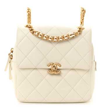 CHANEL Shiny Caviar Quilted Chain Melody Backpack 