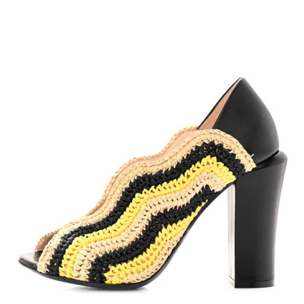 FENDI Raffia Wave Open Toe Platform Sandals 36.5 … - image 1