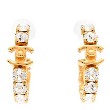 CHANEL Crystal CC Turnlock Hoop Earrings Gold - image 1