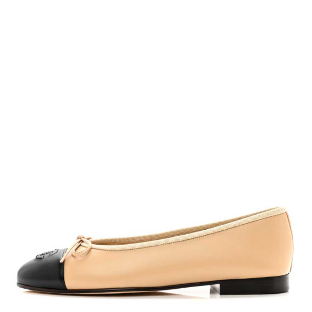 CHANEL Lambskin Cap Toe CC Ballerina Flats 36.5 B… - image 1