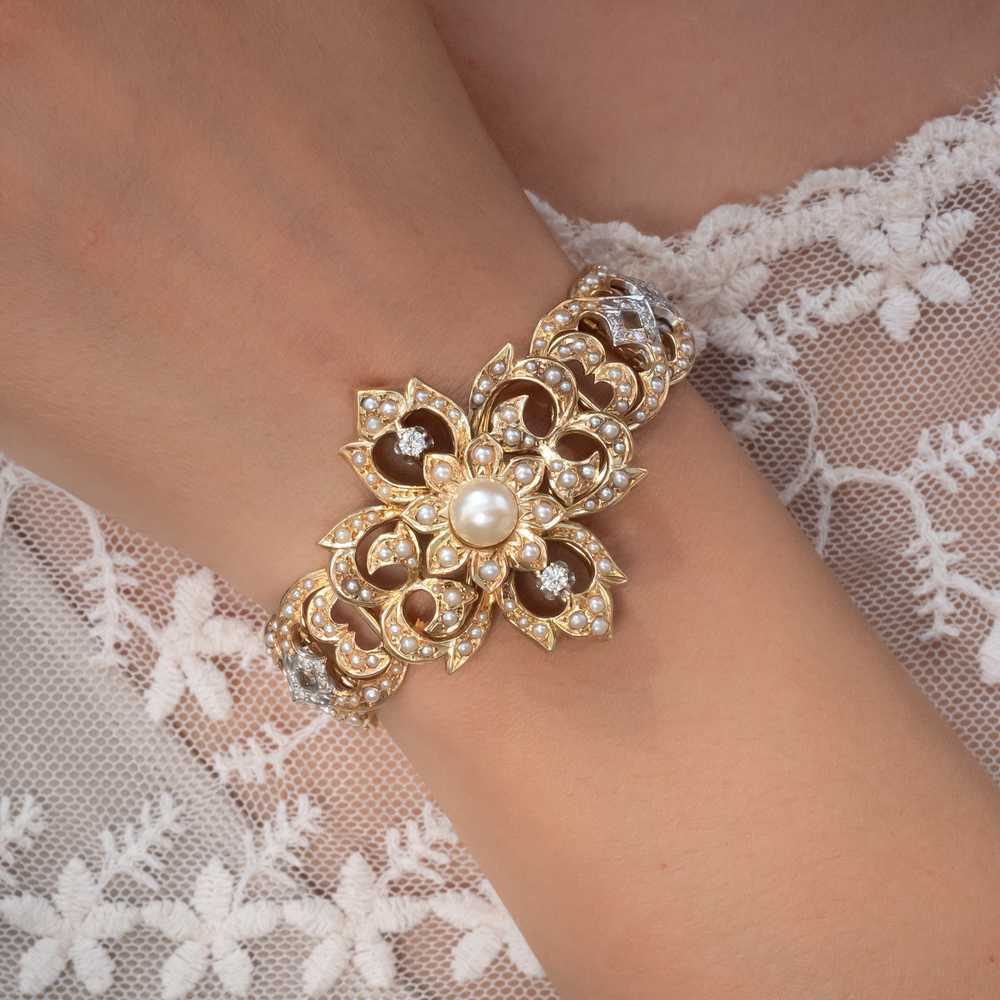Pearl & Diamond Convertible Bracelet C. 1960 - image 11