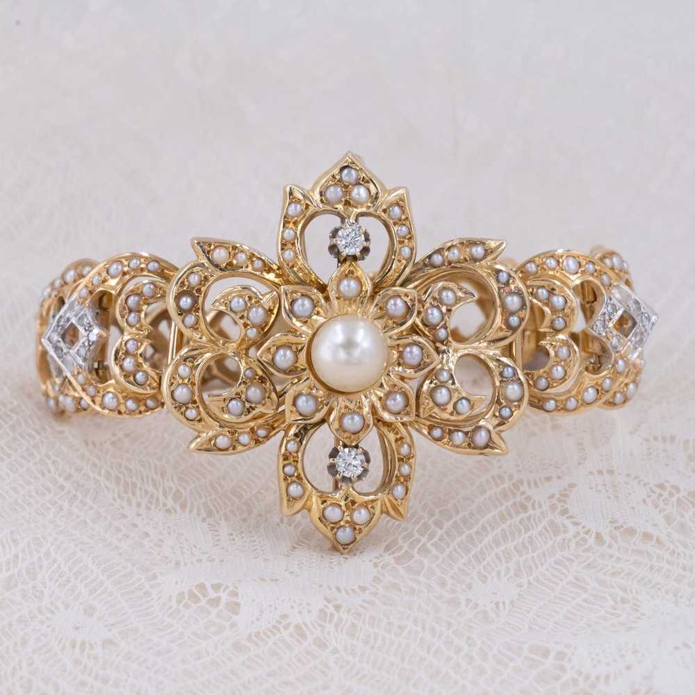Pearl & Diamond Convertible Bracelet C. 1960 - image 1