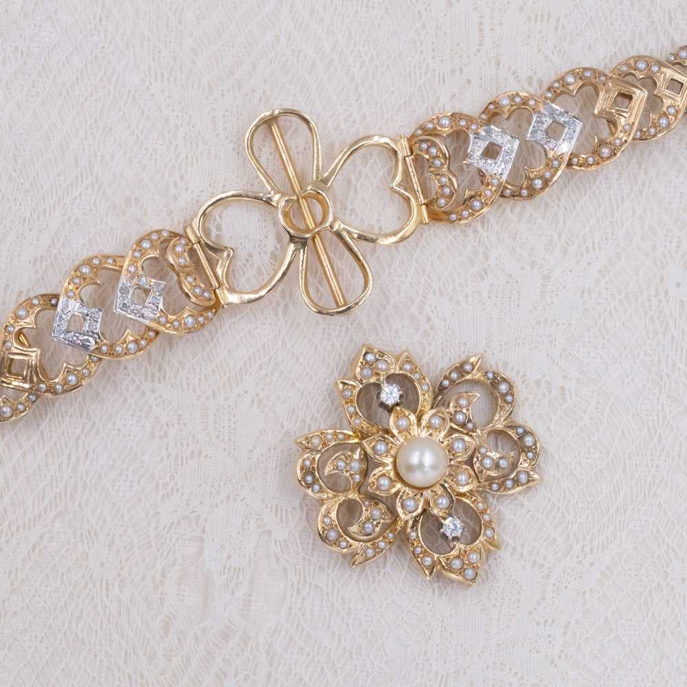 Pearl & Diamond Convertible Bracelet C. 1960 - image 6