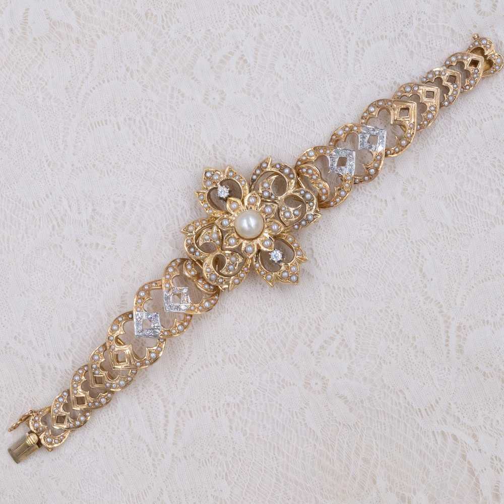 Pearl & Diamond Convertible Bracelet C. 1960 - image 8