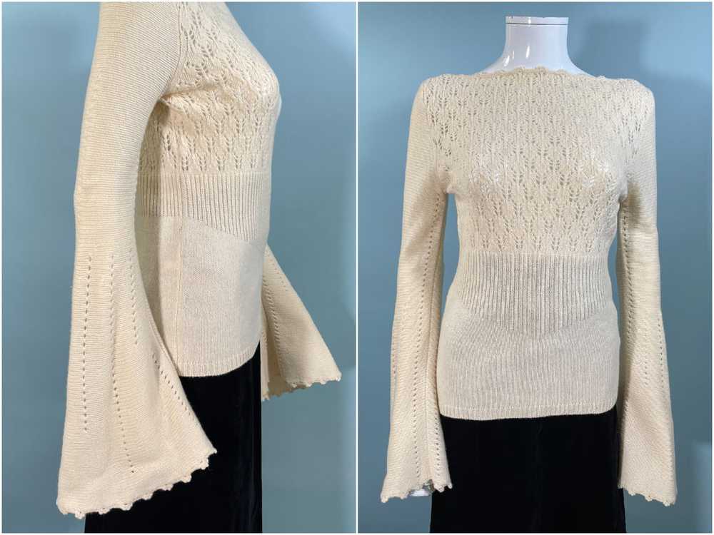 Express Vintage 90s Cream Merino Wool Sweater, Hu… - image 10