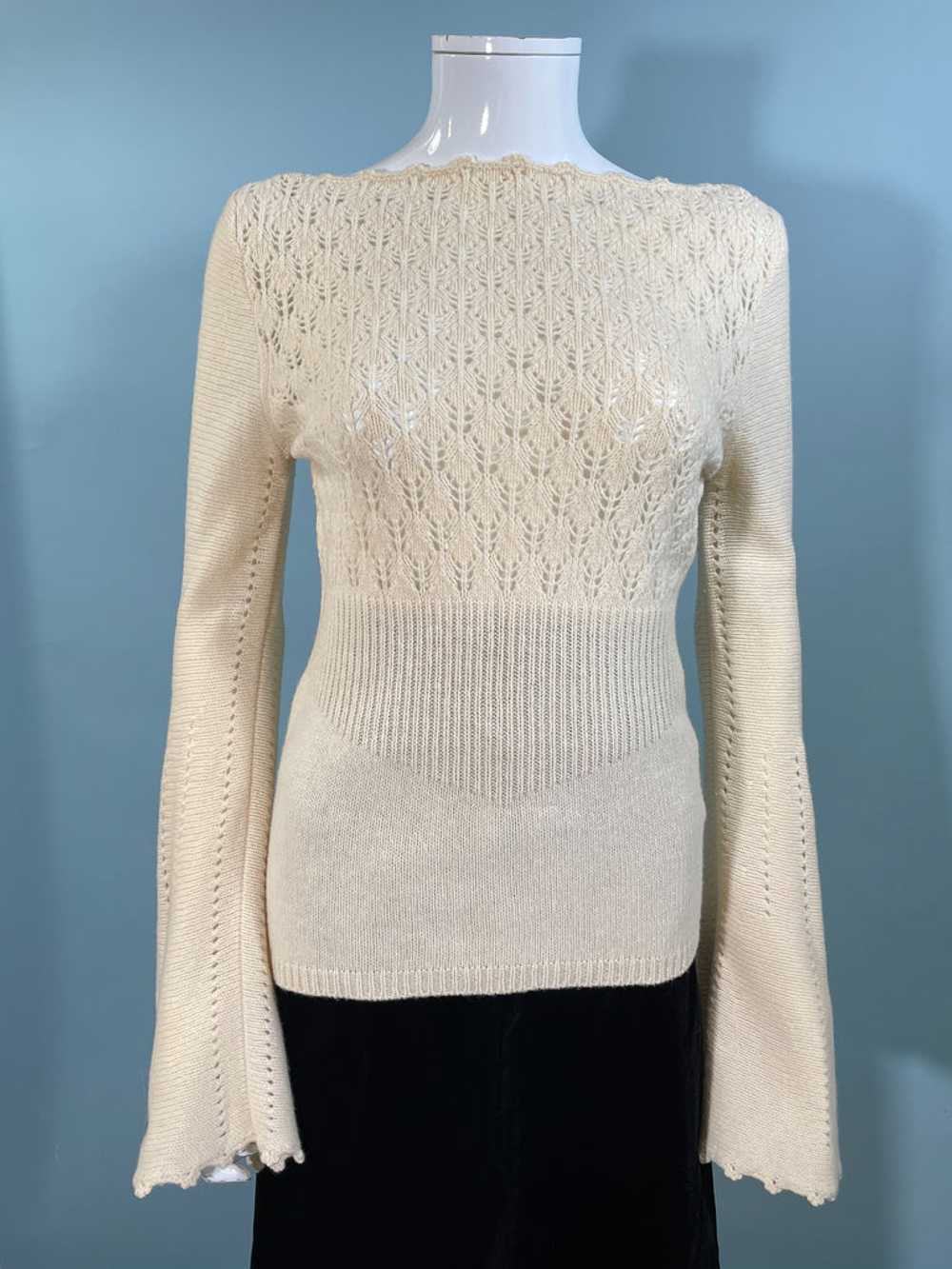 Express Vintage 90s Cream Merino Wool Sweater, Hu… - image 6