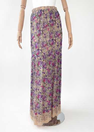 Vintage 1970s French Silk Floral Maxi Skirt