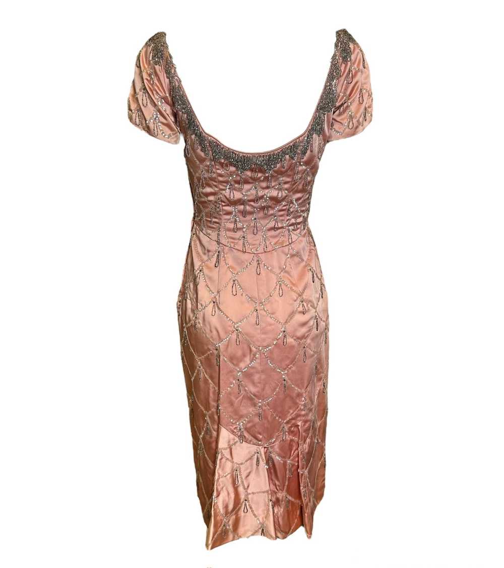 Ceil Chapman 1950s Coral Pink Beaded Dress - image 3